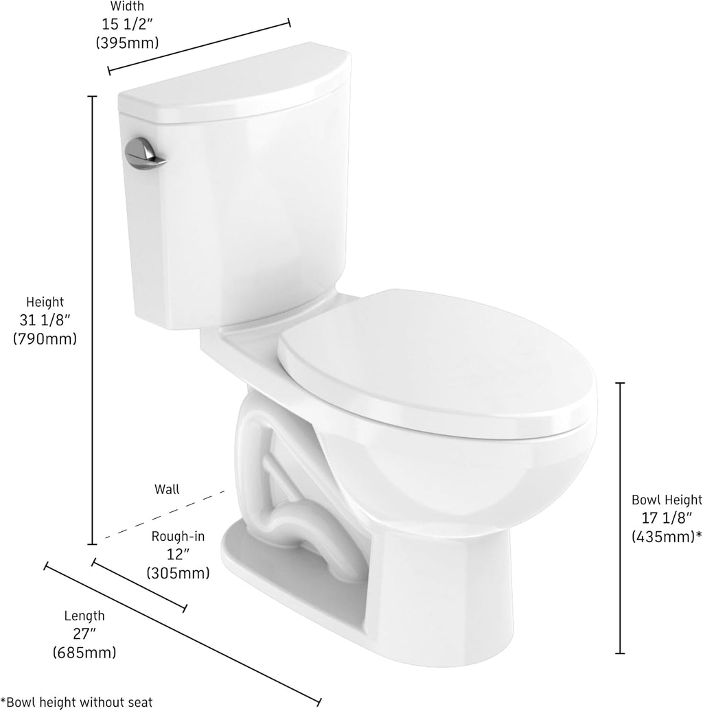 No.1 PRO Series 1.28 GPF Left Lever Single Flush Two Piece Toilet (with Seat) - White