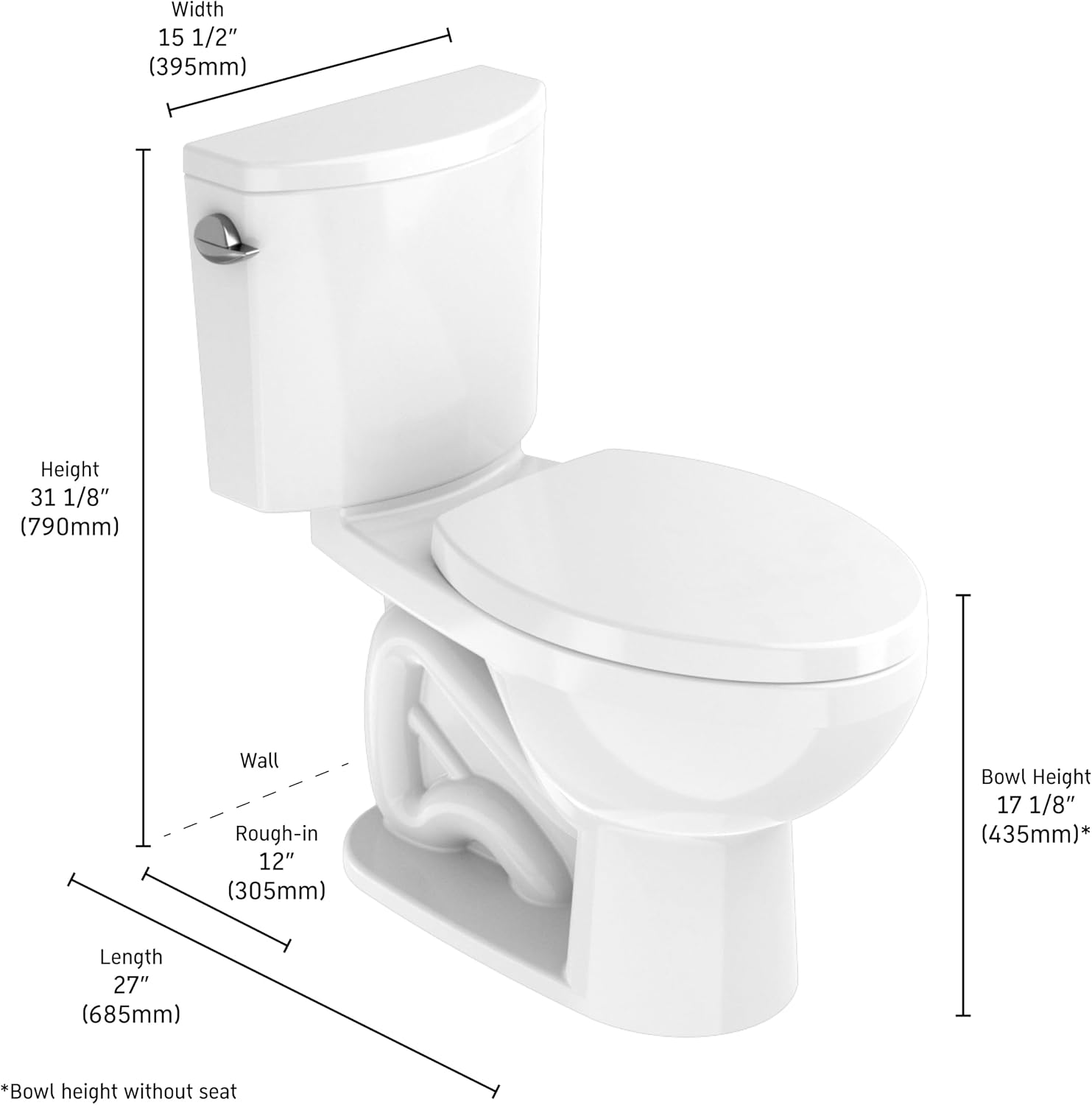 No.1 PRO Series 1.28 GPF Left Lever Single Flush Two Piece Toilet (with Seat) - White