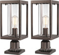 Beionxii Outdoor Post Lights, 20in Post Lantern with Pier Mount Base, Aluminum Street Lights with Glass, Fence Post Deck Lighting for Garden, Patio, Pathway, BXA291-P-2PK-ORB (NOT Solar, 110-120V AC)