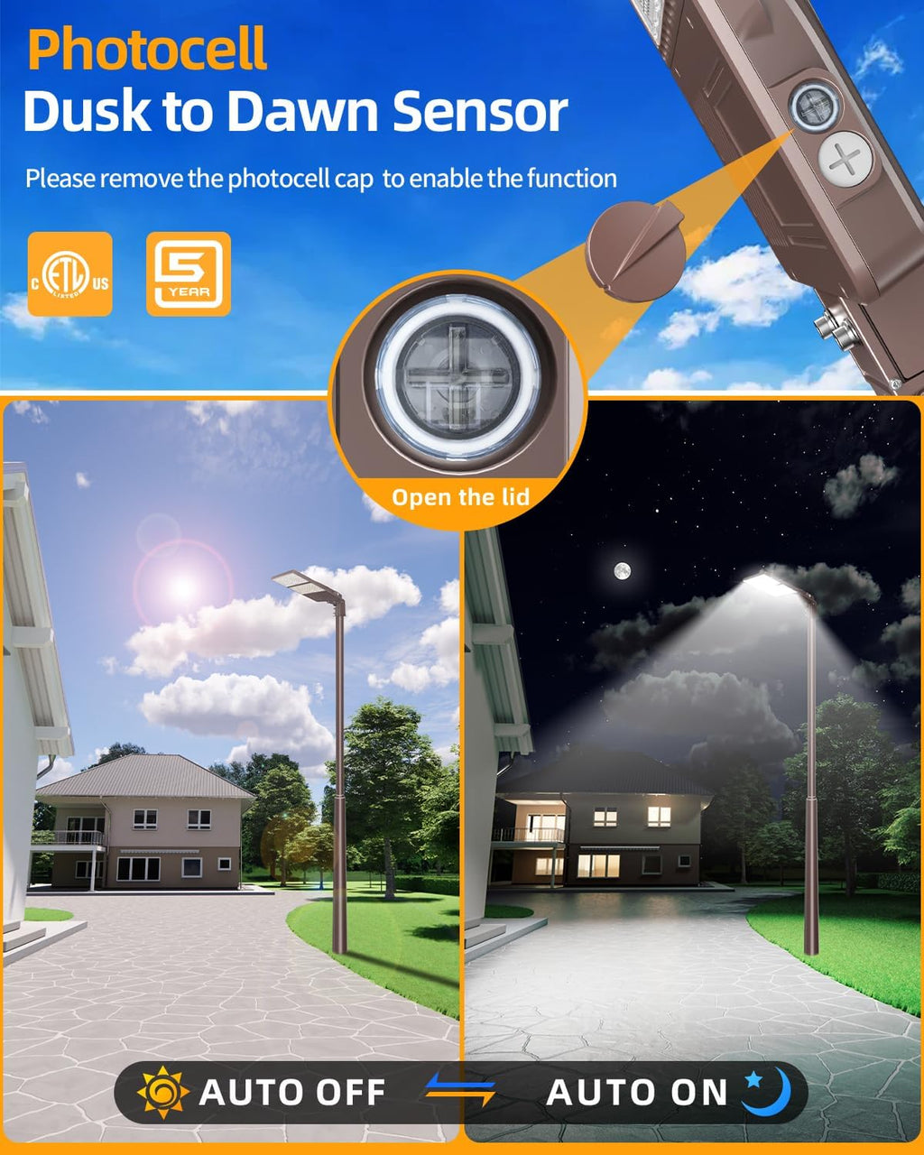 LED Parking Lot Lights 320W 250W 200W, LED Shoebox Light 5000K Adjustable Arm Mount, UL Listed Outdoor Pole Light with Photocell, IP65 Waterproof Commercial Street Area Lighting 100-277V (4 Pack)
