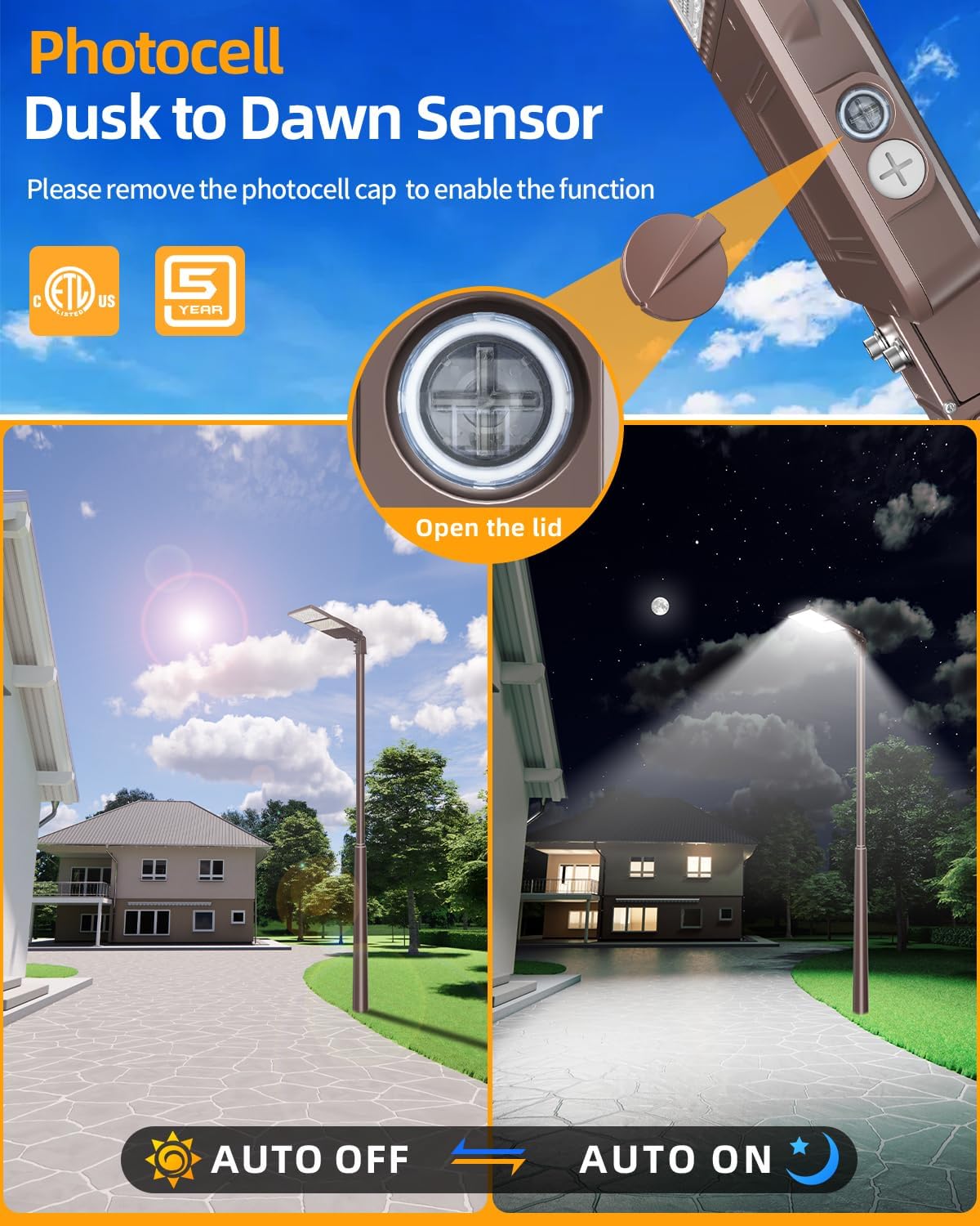 LED Parking Lot Lights 320W 250W 200W, LED Shoebox Light 5000K Adjustable Arm Mount, UL Listed Outdoor Pole Light with Photocell, IP65 Waterproof Commercial Street Area Lighting 100-277V (4 Pack)