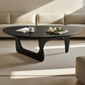 Solid Wood Triangle Coffee Table,Unique Mid Century Modern Oval Coffee Table,Irregular Geometric Tea Tables for Home Living Room with Wooden Tabletop and Reinforced Legs Black 43' L x 31' W x 16' H