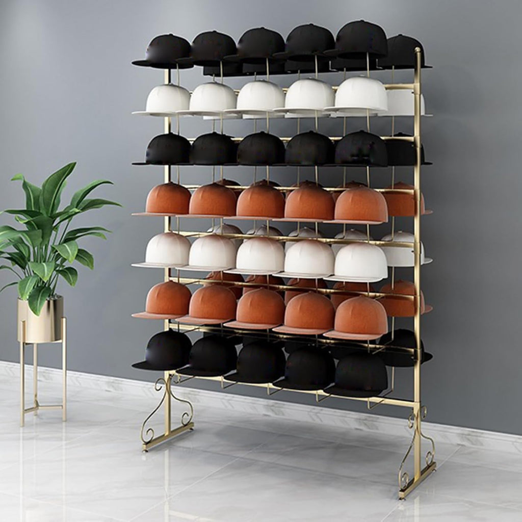 Helmet Stand Display Stand Hat Organizer Rack for Baseball Caps | Metal Hat Display Stand Floor-Standing Hat Holder for Caps, Wigs & Hats