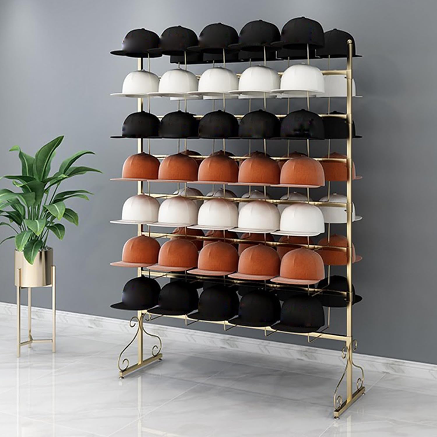 Hat Rack Display Stand Hat Organizer Rack for Baseball Caps | Metal Hat Display Stand Floor-Standing Hat Holder for Caps, Wigs & Hats