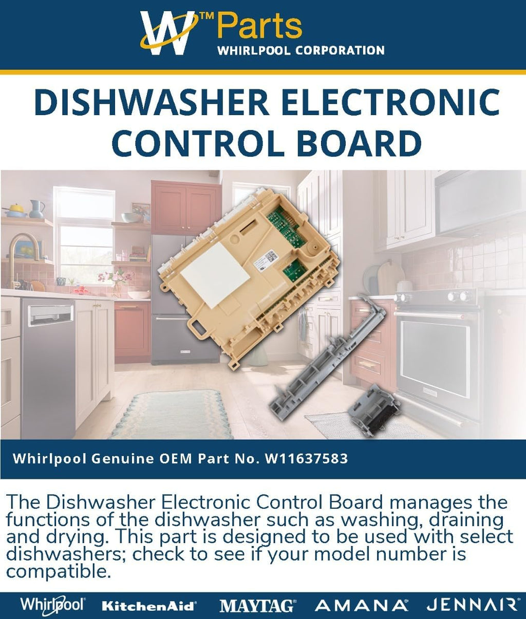 Whirlpool W11637583 OEM Dishwasher Electronic Control Board, Brown
