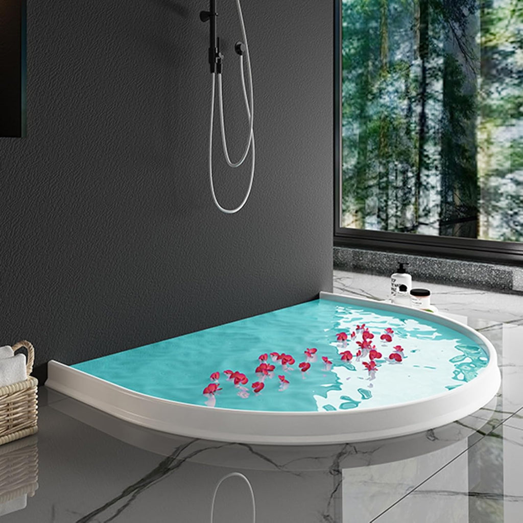 Shower Splash Guard for Walk In Shower, 7 10 CM Tall Floor Water Barrier Collapsible Water Retaining Strips/ Stopper/ Fixed Base for Bathroom Threshold Sliding Glass Door, Black Blocker Surrounds(H 10