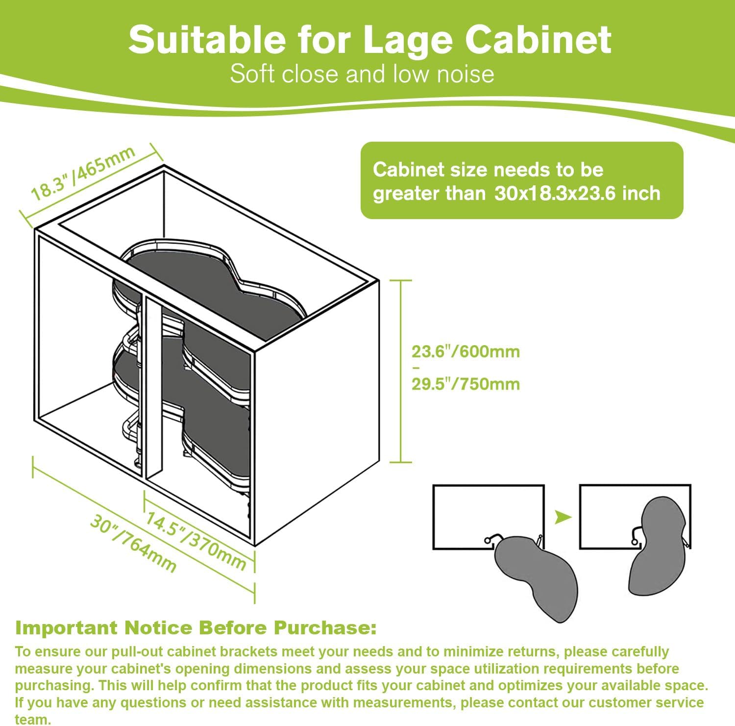 Blind Corner Cabinet Pull Out Organizer, Soft Close Swing Right Pull Out Cabinet Organizer 30inch, Corner Cabinet Lazy Susan for Blind Shelf, 2 Tiers Tray, Adjustable Height