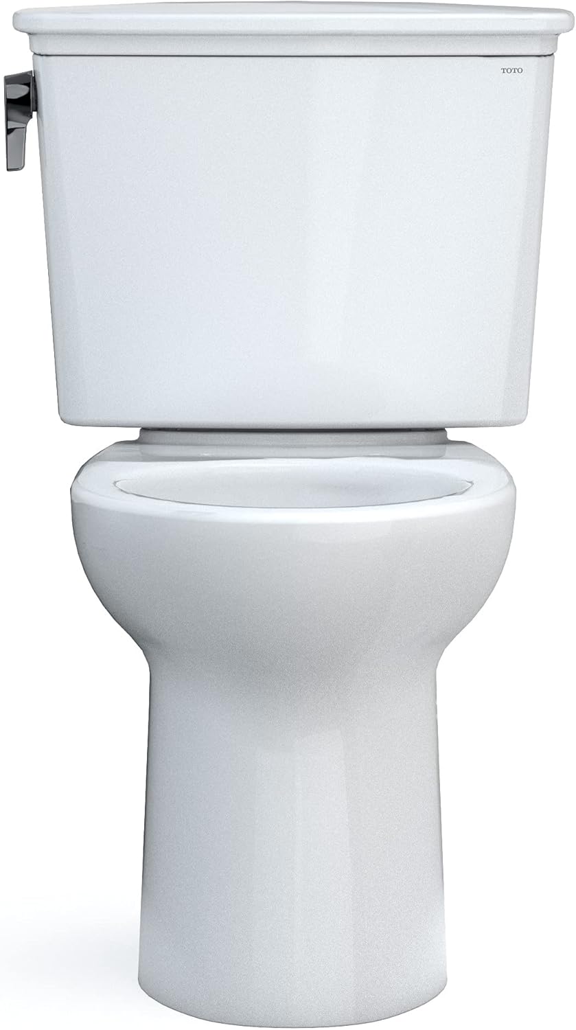 TOTO Drake Transitional Two-Piece Elongated 1.28 GPF Universal Height TORNADO FLUSH Toilet with 10 Inch Rough-In and CEFIONTECT, Cotton White - CST786CEFG.10#01