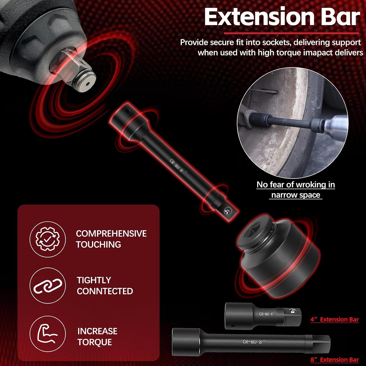 3/4-Inch Drive Jumbo Master Impact Socket Set, SAE and Metric Shallow-Socket Tool Set, SAE 7/8' to 2' and Metric 22 to 50 mm Sockets with Extension Bars and Ratchet Handle, 27 pieces