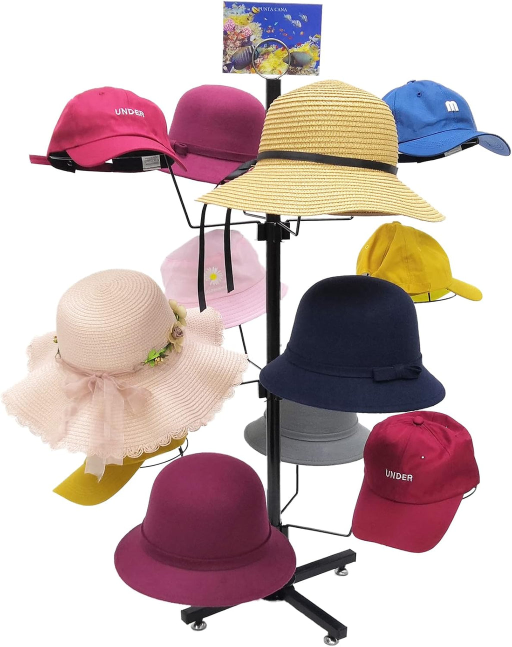 FixtureDisplays® Countertop Hat Rack Headwear Wig Cap Display Tabletop Stand 24x24x37' 3-Tier 12 Hats 10125-2D
