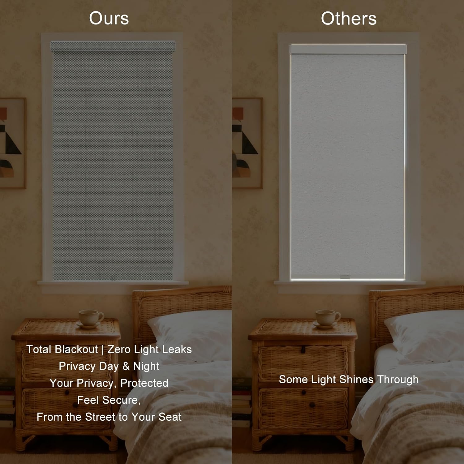 Blackout Roller Shades, Free-Stop Window Blinds with Valance, Room Darkening Thermal Insulated UV Protection Fabric for Home Office,Gold 01
