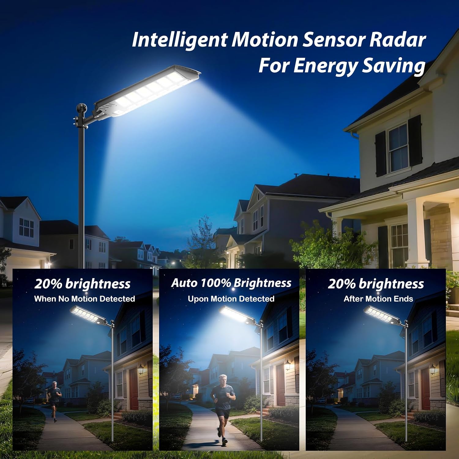 10000W Solar Street Lights Outdoor, Large Solar Powered Street Light Waterproof with Motion Sensor and Remote Control, 6500K Commercial Security Flood Lighting for Parking Lot, Yard, 2 Pack