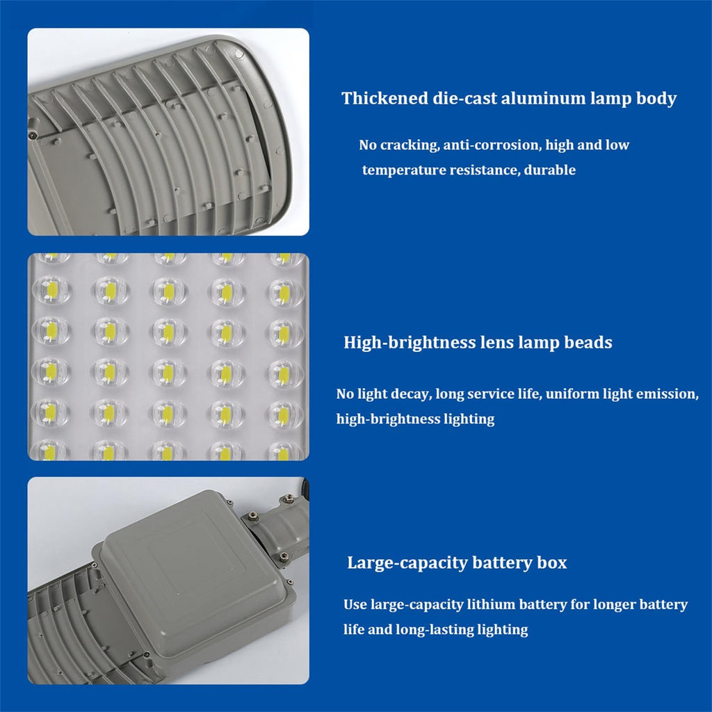 60W Wall Mount Solar Street Light Outdoor, LED Solar Parking Lot Lights with Solar Panels,IP65 Waterproof,Remote Control,Commercial Street & Area Lighting,for Path/Yard/Garden