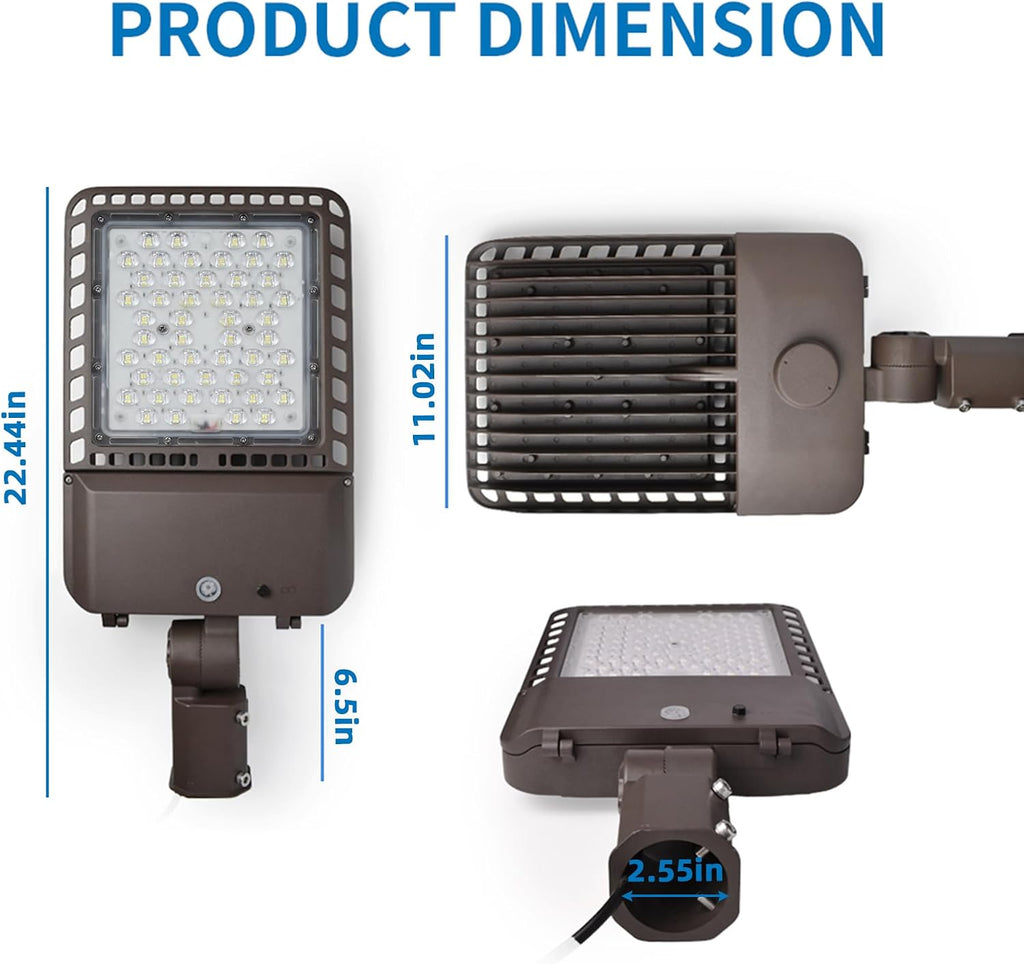 LED Parking Lot Light 200W 28000LM Equivalent to 600W HPS/HID 5000K LED Shoebox Pole Light with Dusk to Dawn Photocell Adjustable Slip Fitter for Barn,Yard,Roadways IP65 110-277V ETL Listed 2PACK