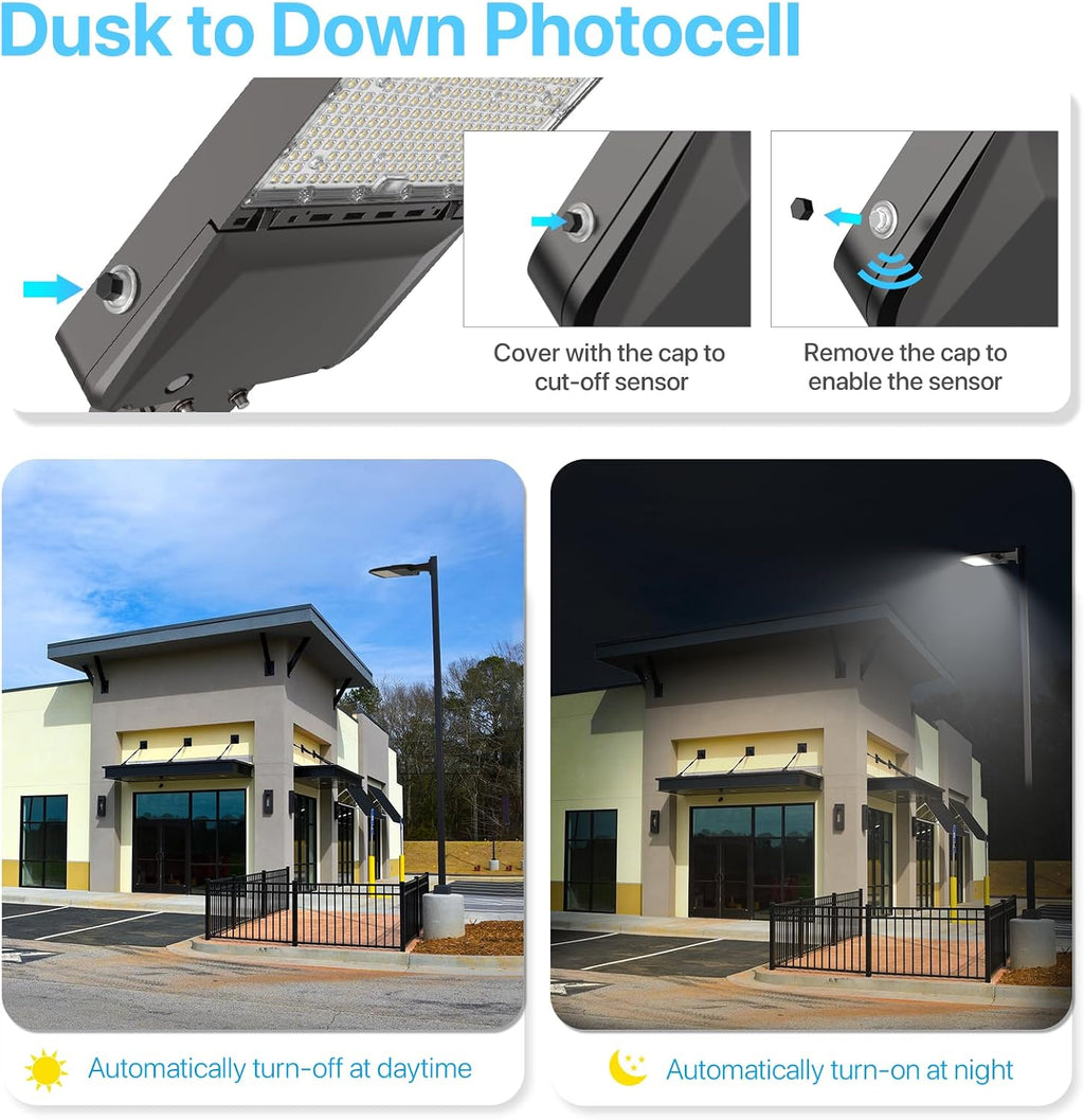 HYPERLITE Parking Lot Lights 300W: 2Packs 45000LM 5000K LED Parking Lot Lights Outdoor with Photocell-UL Listed Commercial Street Area Light LED Pole Light for Roadways Yards Court Barn