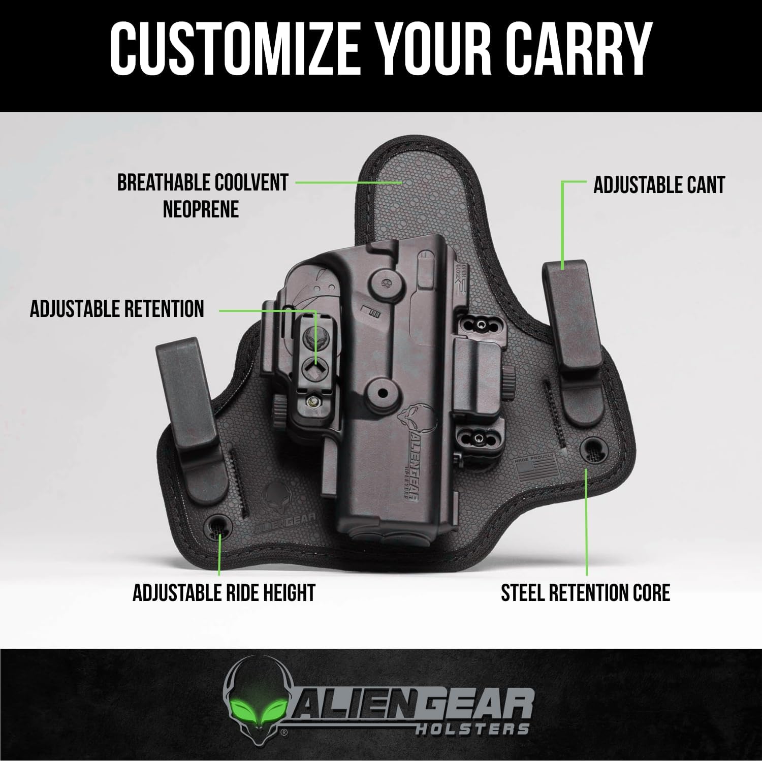 Alien Gear Shapeshift Core Carry Pack Holster - 4 in 1 Holster, IWB, Appendix, OWB Paddle and OWB Belt Slide Included - Closed and Open Carry - Tuckable - Right or Left Hand Draw - Made in USA