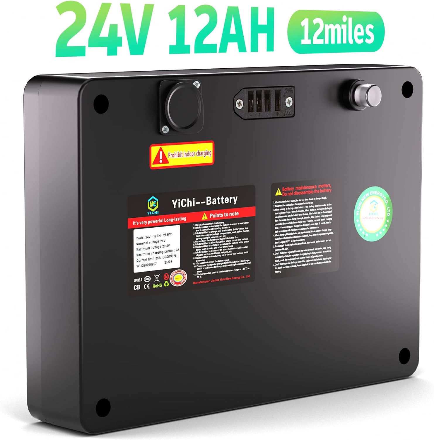 Mobility Scooter Spare Lithium Battery Accessories for YL-985 Mobility Scooters, 24V 12AH, Provides 12.4 Miles Range