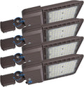 200W LED Parking Lot Lights Outdoor with Dusk to Dawn,28000LM 5000K Commercial Street Shoebox Pole Lighting with Slip Fitter,LED Flood Lights for Stadium Driveway, IP65 Waterproof,ETL Listed 4 Pack