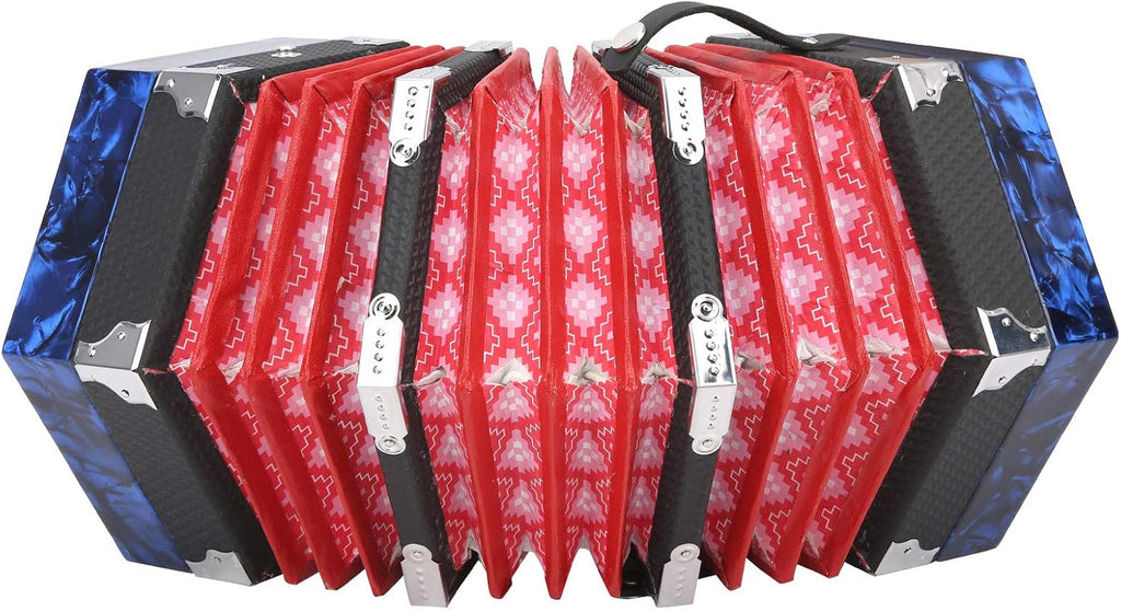 Accordian Instrument Concertina Instrument with an Adjustable Hand Strap with a Bag Professional Accordion Concertina, Accordion for Kids Beginners Adults Musical Instrument Supplies(Royal Blue)