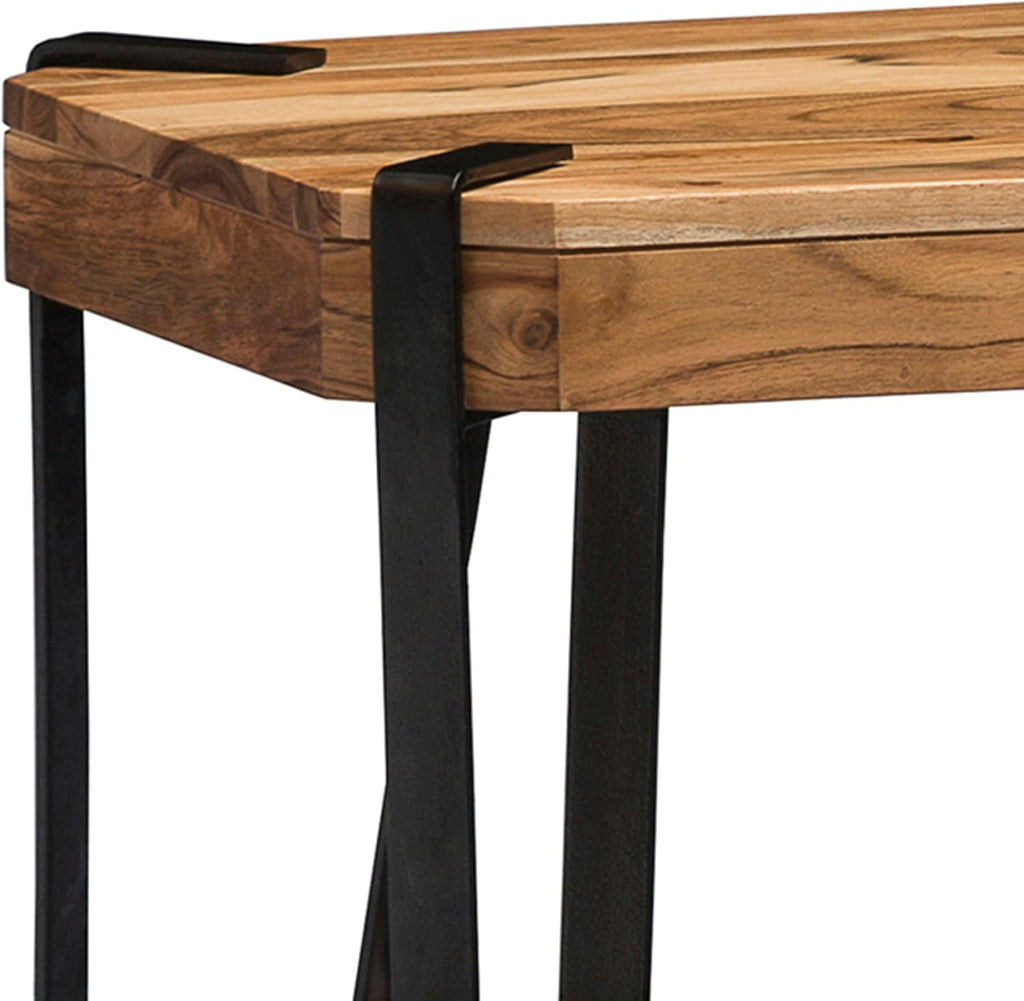Ryegate 3-Tier End Table with Storage – Live Edge Solid Acacia Wood Side Table with Industrial Metal Frame and 2 Open Lower Shelves for Living Room, Bedroom, Entryway by Alaterre Furniture