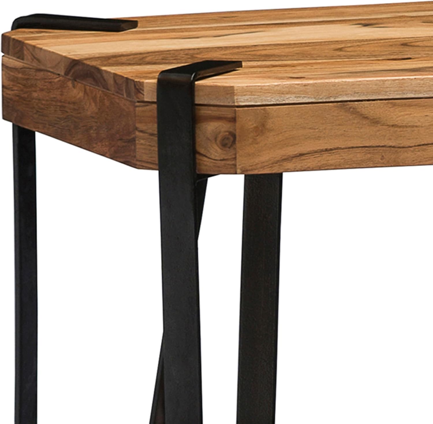 Ryegate 3-Tier End Table with Storage – Live Edge Solid Acacia Wood Side Table with Industrial Metal Frame and 2 Open Lower Shelves for Living Room, Bedroom, Entryway by Alaterre Furniture