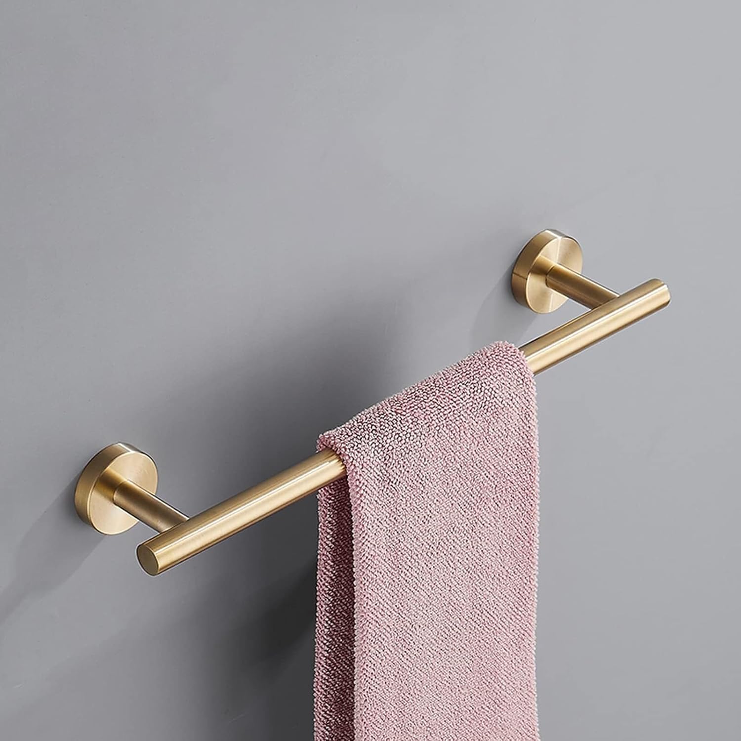Bath Single Towel Bar Rail Wall Mounted Stainless Steel Brushed Finish Towel Holder for Bathroom & Kitchen(Black+Gold,50cm)