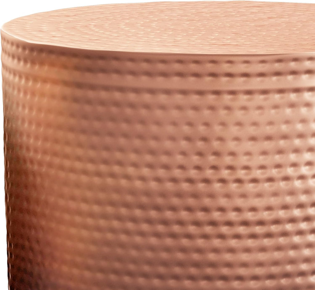 SIMPLIHOME Nova Metal Table - 19 inch Wide Round Iron Accent Table in Copper Ombre, Boho Drum Side Table for Living Room, Bedroom, or Office with Distinctive Textured Finish, Assembled