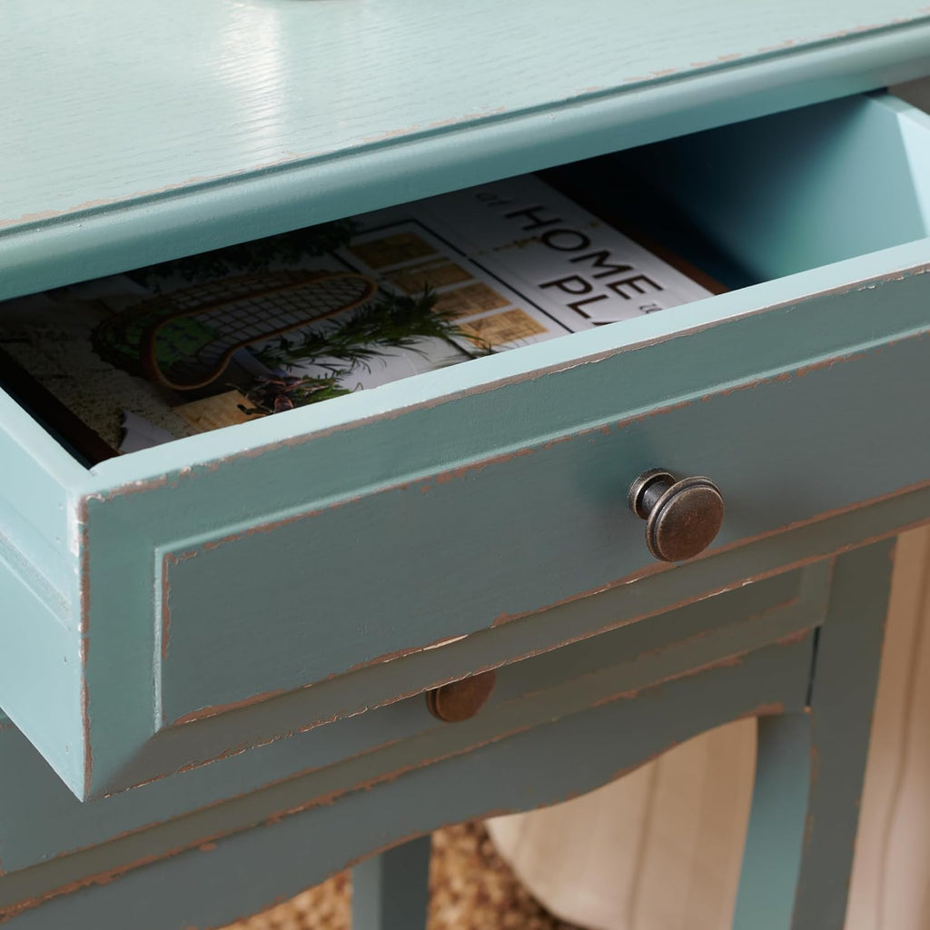 SAFAVIEH Furniture - Lori 2-Drawer End Table - Pale Blue & White Smoke - Solid Wood - Farmhouse Classic Design - Ideal for Living Room, Entryway, 18.1'W x 13'D x 26.8'H - Fully Assembled (AMH6576F)