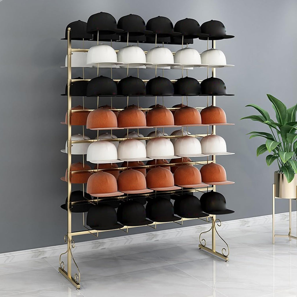 Hat Rack Display Stand Hat Organizer Rack for Baseball Caps | Metal Hat Display Stand Floor-Standing Hat Holder for Caps, Wigs & Hats