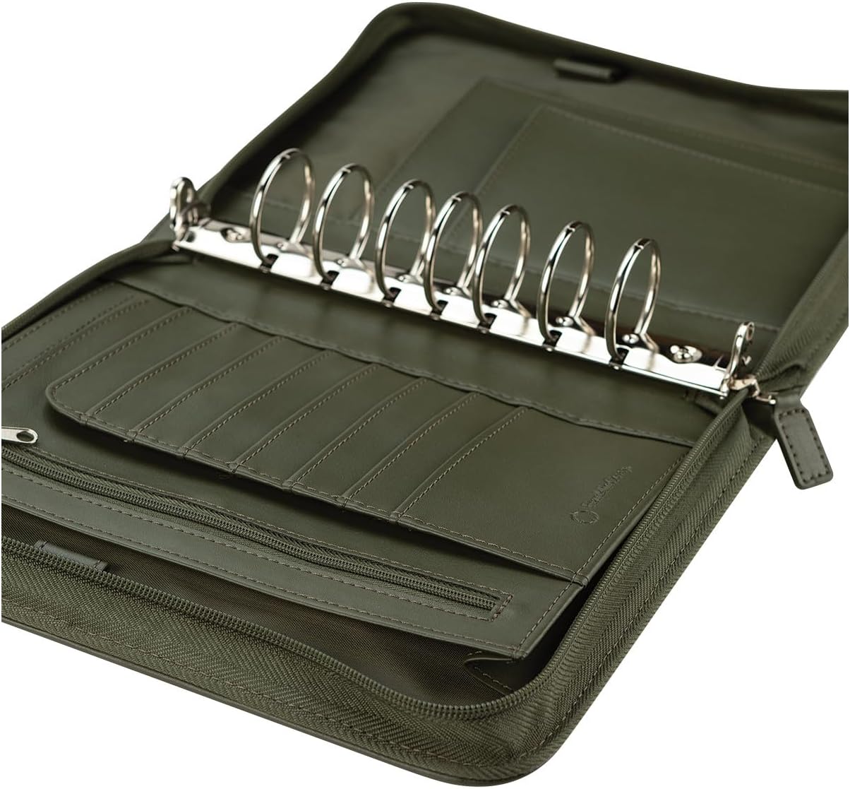 FranklinCovey - FC Signature Ring-Bound Binder for FranklinCovey Planners | Leather - Zipper Binder (Classic, Olive)