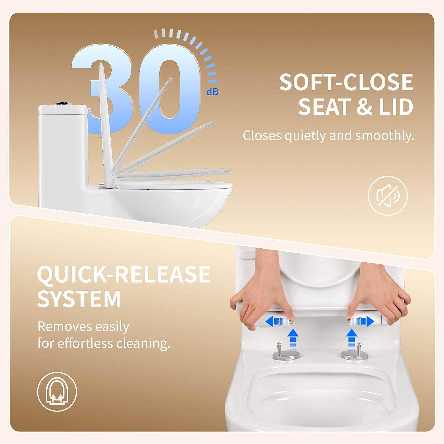 DeerValley Elongated One Piece Toilet with Efficient Dual Flush 1.1/1.6 GPF | Standard Height Toilet Bowl, Durable Ceramic, Slow Close Seat, Skirted Design 10' Rough-In Toilet for Bathroom DV-1F026R
