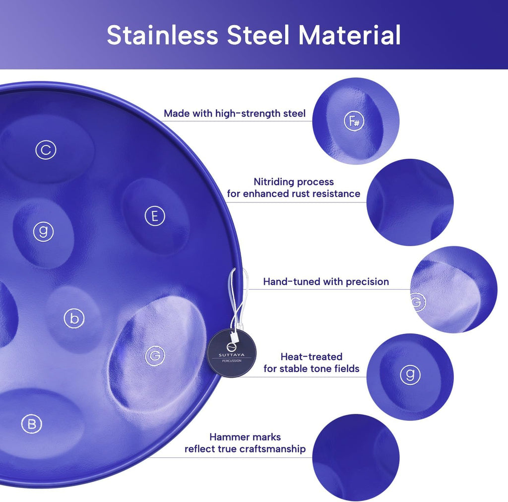 9-Note Steelpan (Steel drum) with Collapsible Stand - Educational Musical Instrument for Beginners and Hobbyists by Suttaya