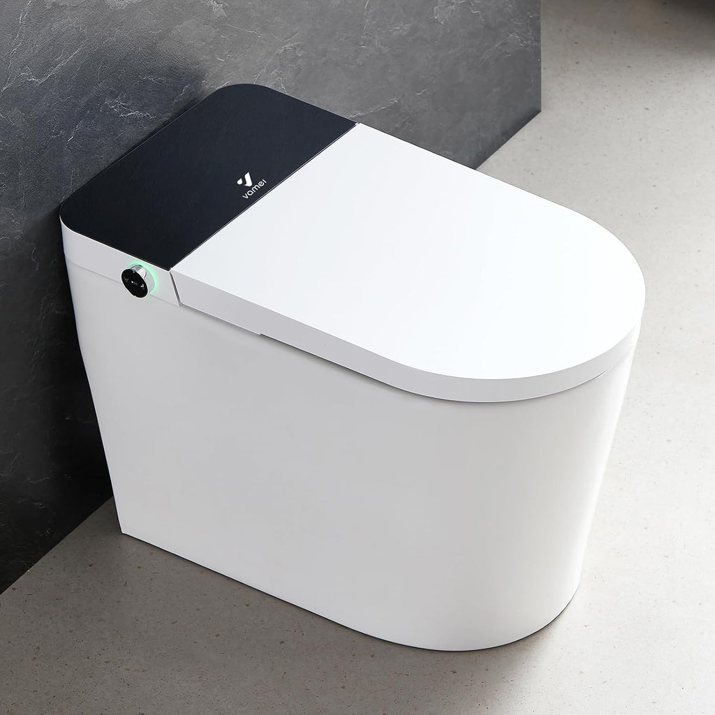 One Piece Toilet, Modern Bathroom Tankless Toilets Bowl, Updated PP Lids & Dual 1.0/1.28 GPF Foot Sensor Power Flush, 18 inch Comfort ADA Height Soft Closing Seat, 12' Rough-in, CEC Certified