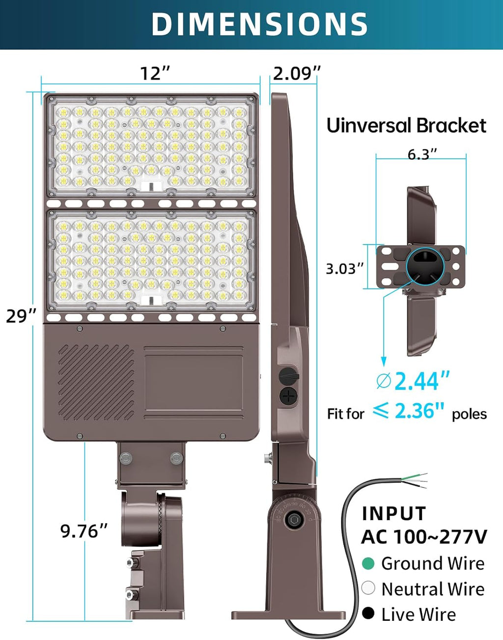 ADUB 9PCS LED Parking Lot Light 350W 280W 210W,LED Shoebox Light 5700K 5000K 4500K Arm&Slip Fit Mount,ETL Listed Outdoor Pole Light with Photocell,IP65 Commercial Street Area Flood Lighting