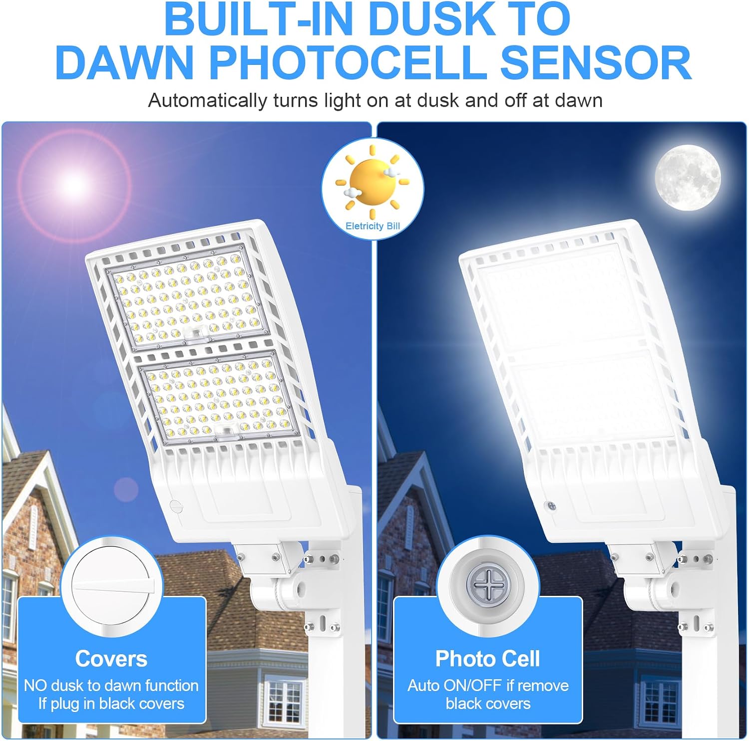 LED Parking Lot Light 400W 320W 240W Adjustable, UL Listed 60000LM Outdoor Street Area Lighting with Photocell 100-277V IP65 5000K LED Shoebox Light Arm & Slip Fitter Mount for Street