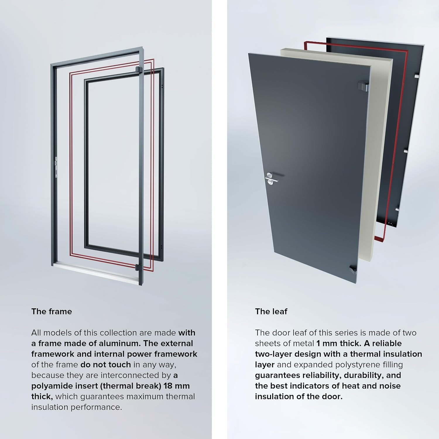 VDOMDOORS Front Exterior Prehung Steel Door/Cynex 6777 Black/Stainless Inserts Single Modern Painted-W36 x H80-Right-hand Inswing