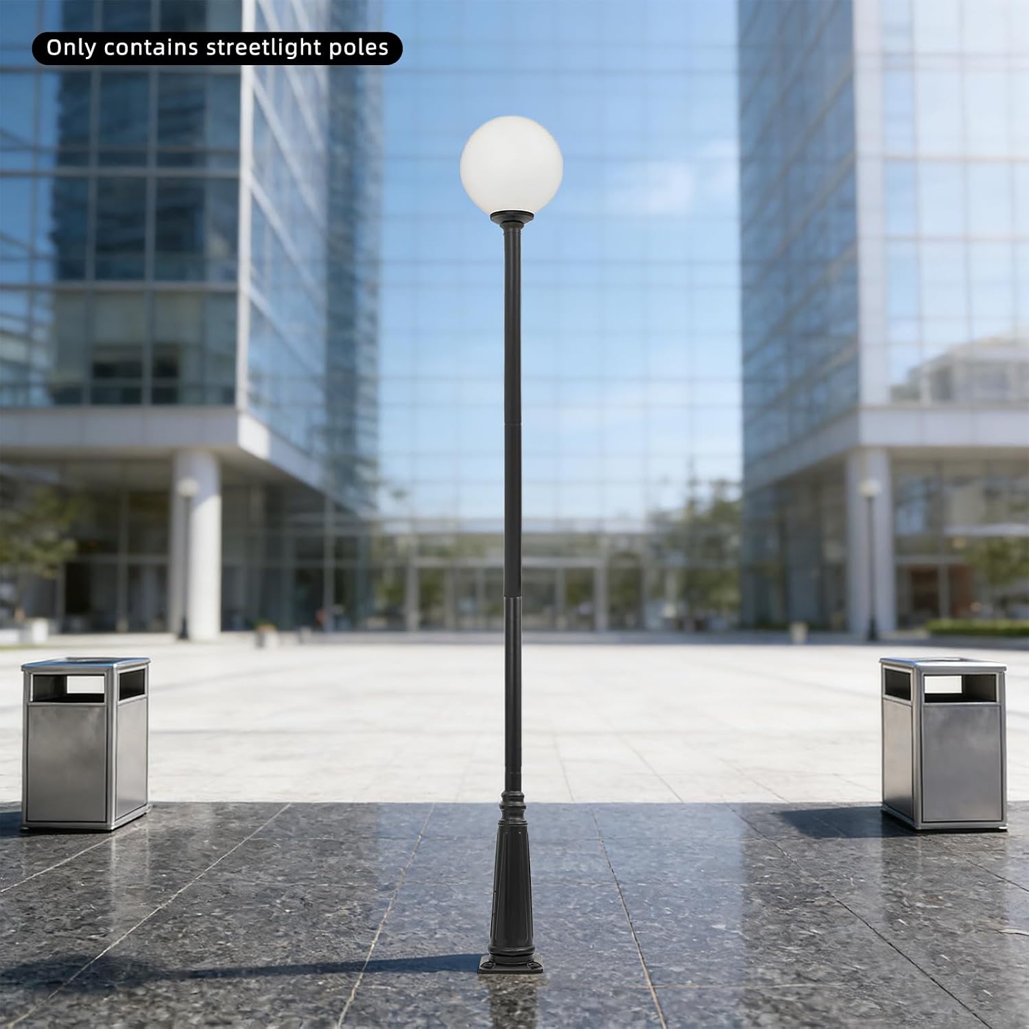 10FT Outdoor Lamp Post, Split Street Light Pole with Top Globe & Ground Cage Lighting Post Fixtures for Pathway Courtyard Parking Lot, Fits Standard 3' Post Top Fixtures (10FT 275+76mm)