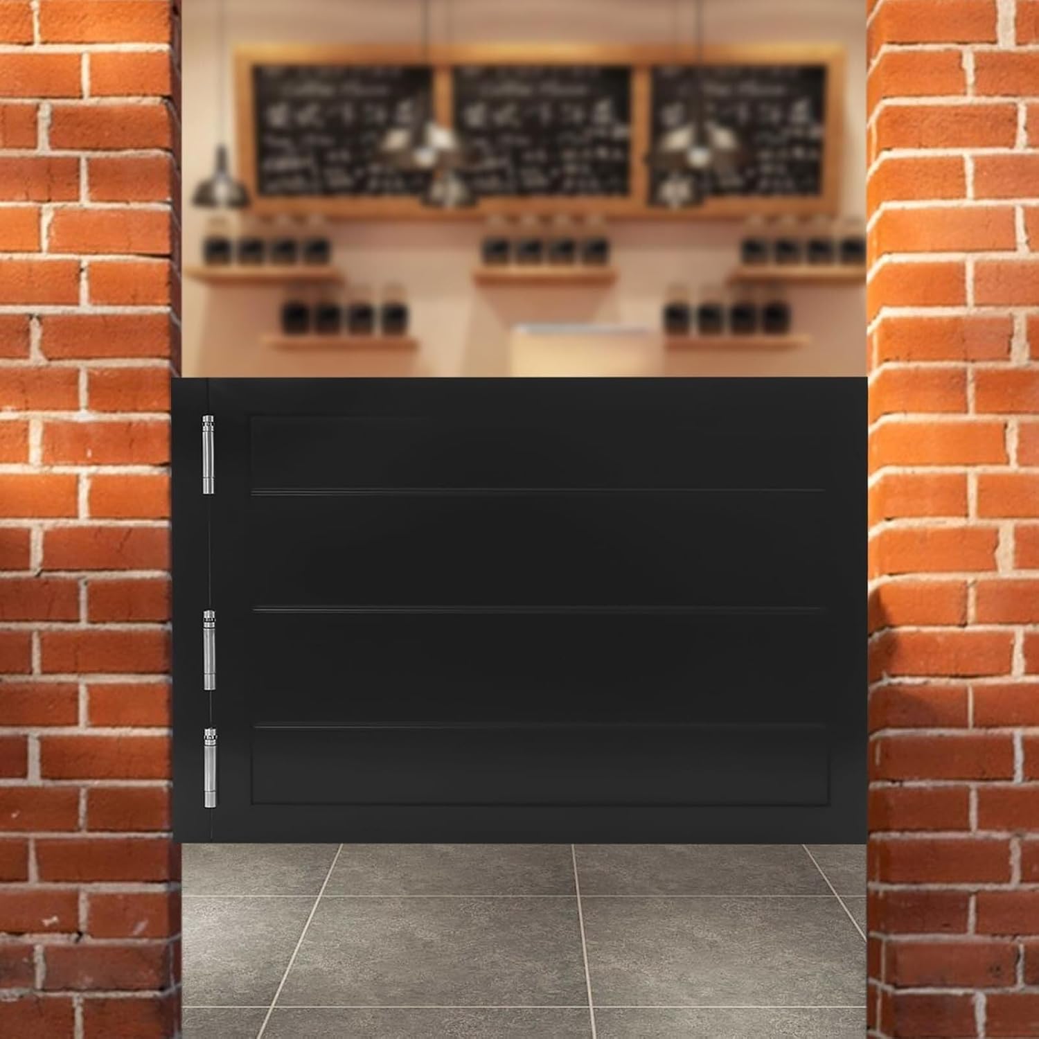 Cafe Swinging Doors,Wood Interior Saloon Half Partition Swing Door with 3 Hinges for House Kitchen Shop Entrance Pub Porch(35.4 * 23.6in-Black)
