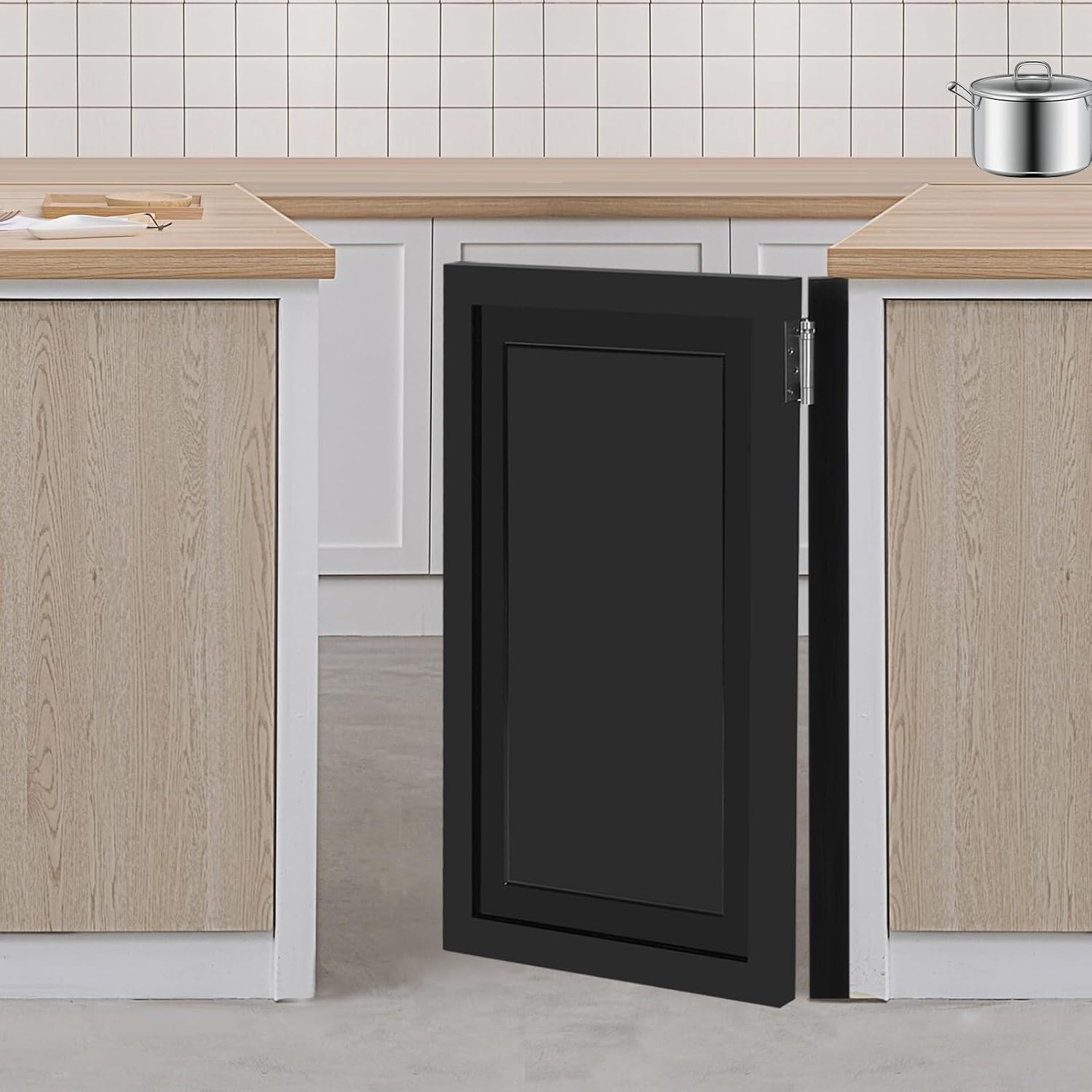Swinging Door Cafe Doors,Solid Wood Swing Door Interior Saloon Half Partition Doors with 3 Hinges for House Kitchen Shop Entrance Pub Porch(23.6x35.4in-Black-3)