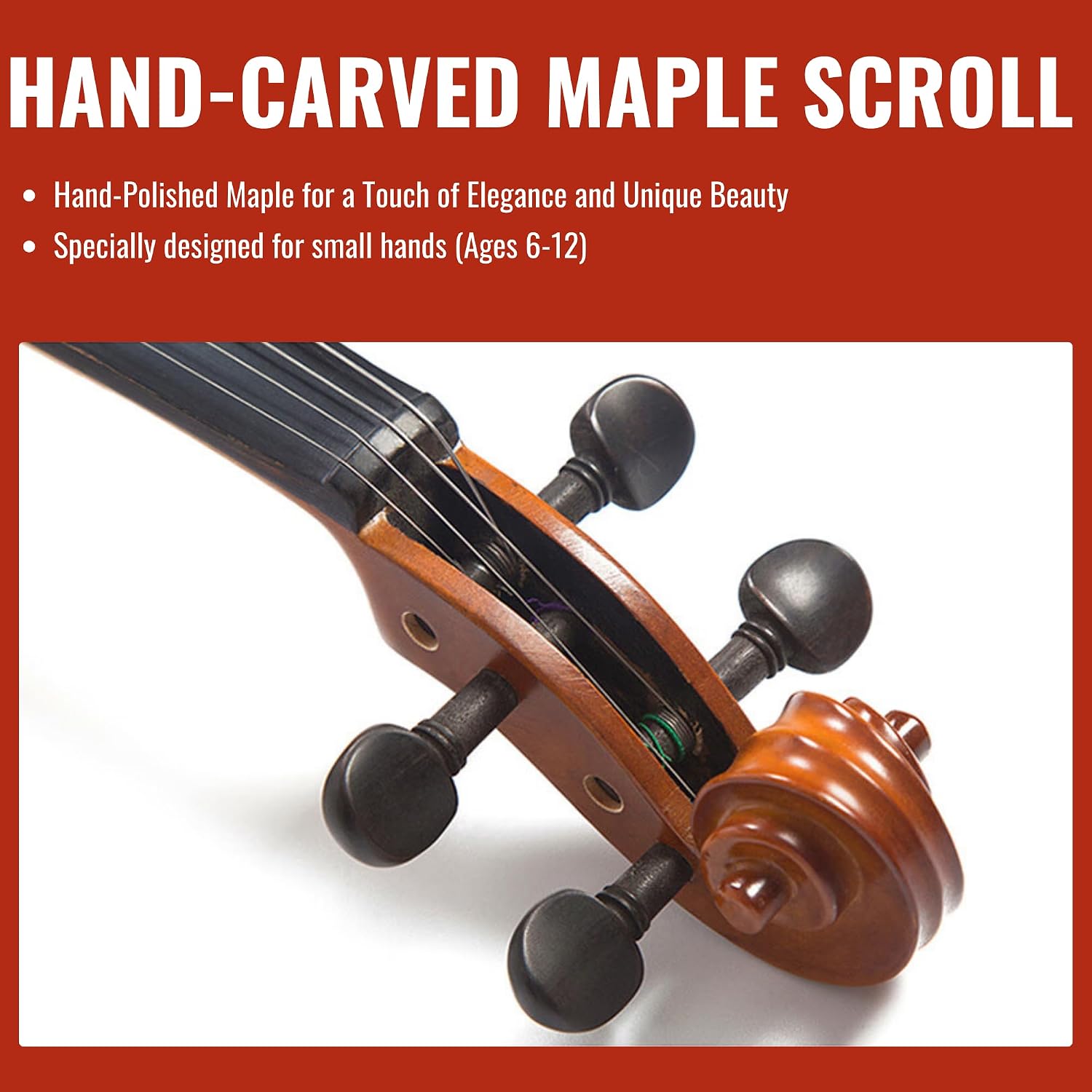 1/2 Size Violin for Kids, Half Size Fiddle - Solid Spruce & Maple with Lightweight Case, Brazilwood Bow, Shoulder Rest, Digital Tuner Beginner Kit