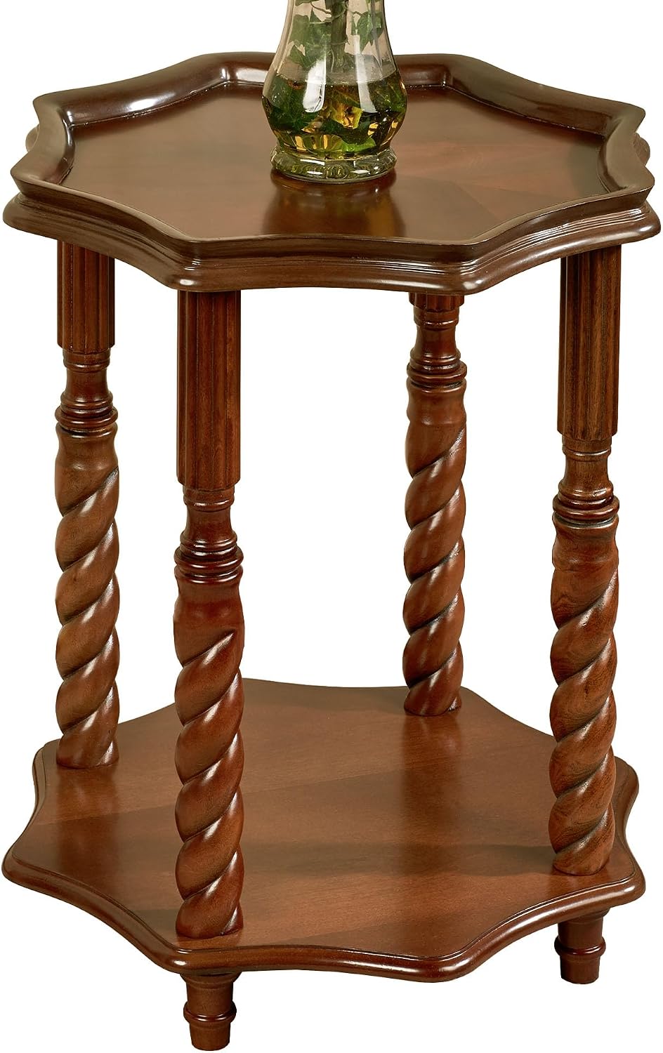 Kaleigh Accent Table Regal Walnut - Made of Wood - Wooden Side Tables for Bedroom Nightstand, Living Room Chairside - Victorian Style Furniture - Octagon Shape - Regal Theme