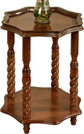Kaleigh Accent Table Regal Walnut - Made of Wood - Wooden Side Tables for Bedroom Nightstand, Living Room Chairside - Victorian Style Furniture - Octagon Shape - Regal Theme