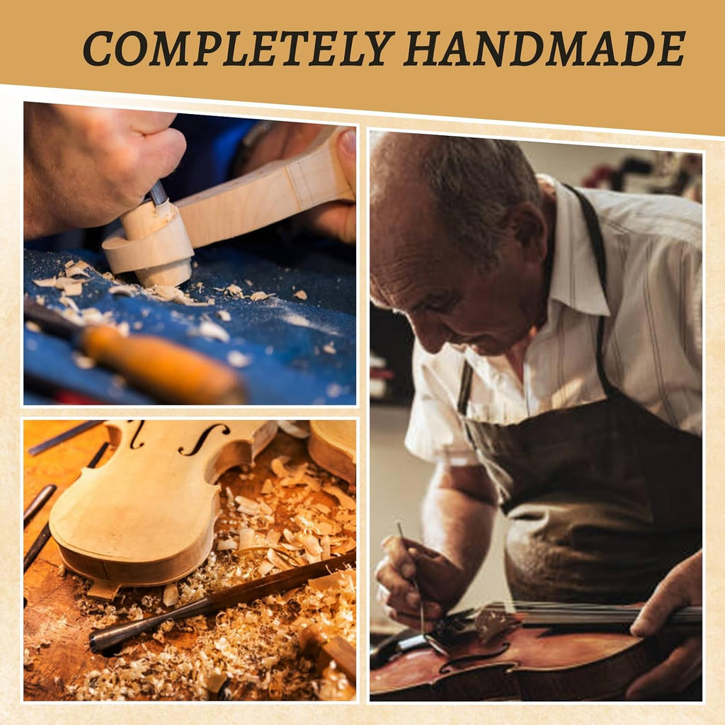 Violin 1/2 for Beginners with Hard Case, Violin Bow, Bridge, Shoulder Rest, Stickers, Tuner, Instruction, Handcraft with Maple, Spruce