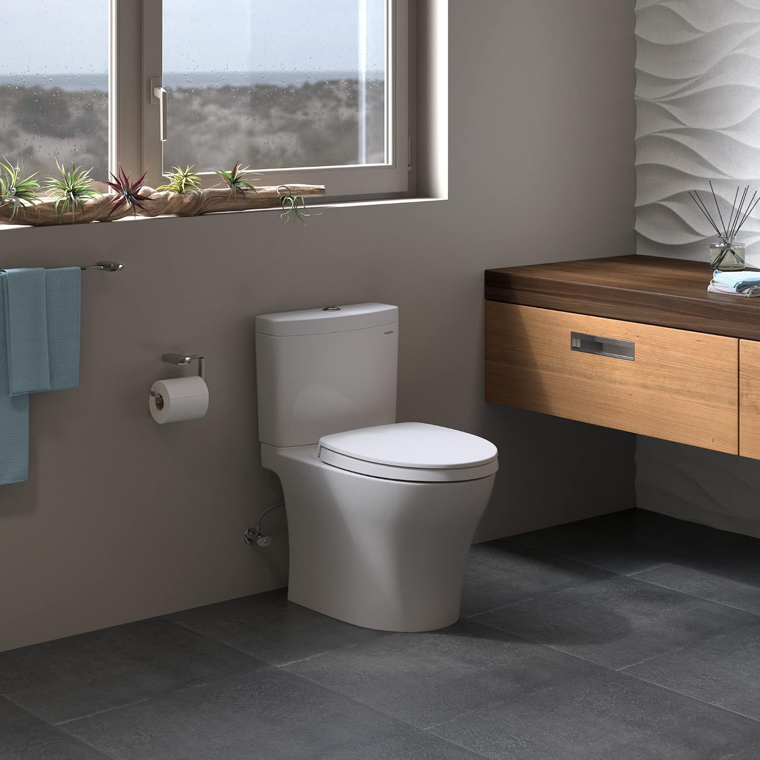 TOTO® Aquia® IV Two-Piece Elongated Dual Flush 1.28 and 0.9 GPF Universal Height Toilet with CEFIONTECT®, WASHLET®+ Ready, Cotton White - MS446124CEMFGN#01