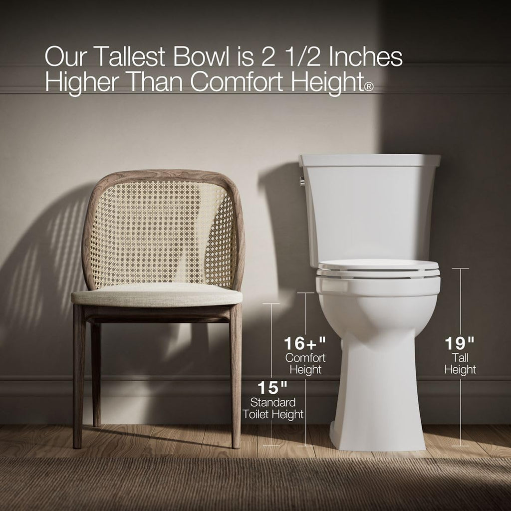 KOHLER Corbelle Tall Continuousclean Two-Piece Elongated Toilet With Skirted Trapway 1.28 Gpf