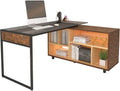 Techni Mobili L-Shape Corner Desk with Multiple Storage, Oak
