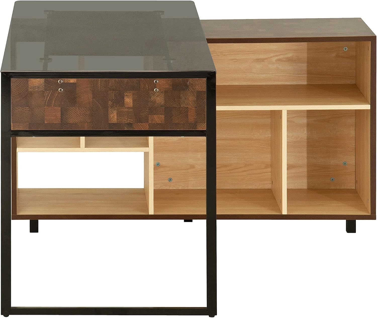 Techni Mobili L-Shape Corner Desk with Multiple Storage, Oak