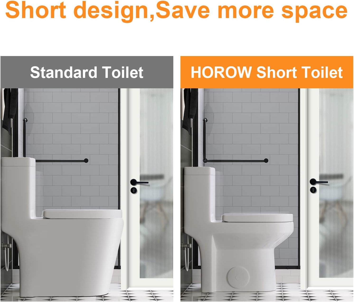 HOROW HT1000 Dual Flush One Piece Toilet, Modern Small Toilet with Soft Closing Seat, Quick Release & 12'' Rough-in, Compact & Round for Small Bathroom, Standard White Finish Toilet Bowl