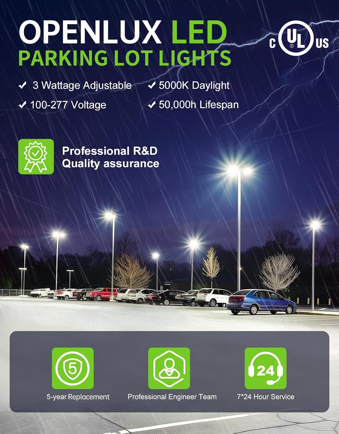 320W LED Parking Lot Light with Photocell UL Listed 48000LM 5000K LED Shoebox Light Pole Flood Fixture IP65 Commercial Area Lighting Arm & Slip Fitter in 1 Mount, AC100~277V