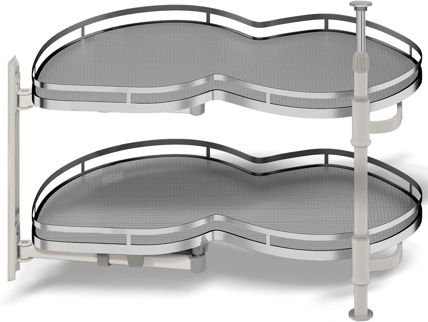 Blind Corner Cabinet Pull Out Organizer, Soft Close Swing Left Pull Out Cabinet Organizer 36inch, Corner Cabinet Lazy Susan for Corner Cabinet Blind Shelf, 2 Tiers Tray, Adjustable Height